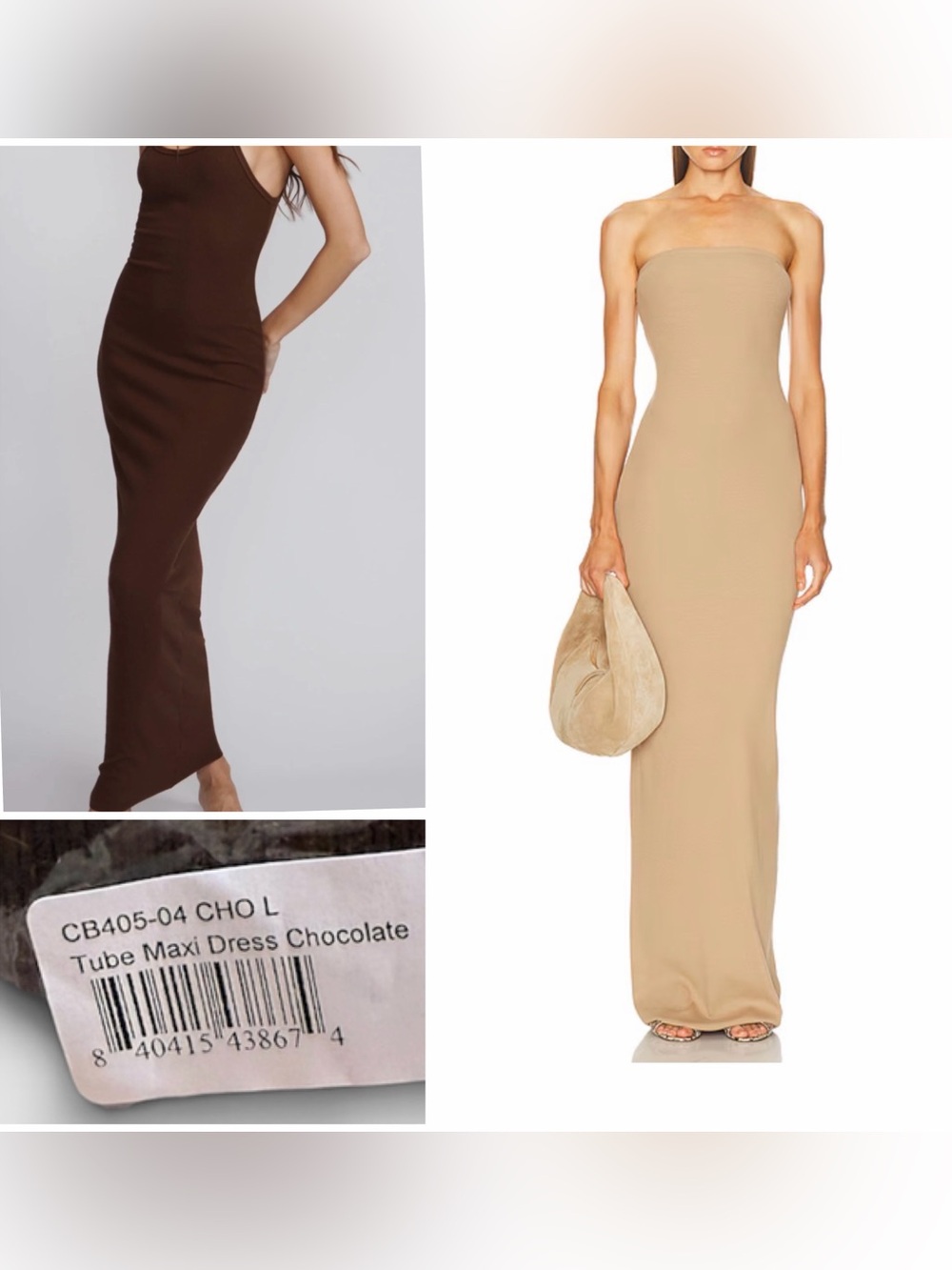 NWT ÉTERNE Tube Maxi Dress Chocolate Brown L